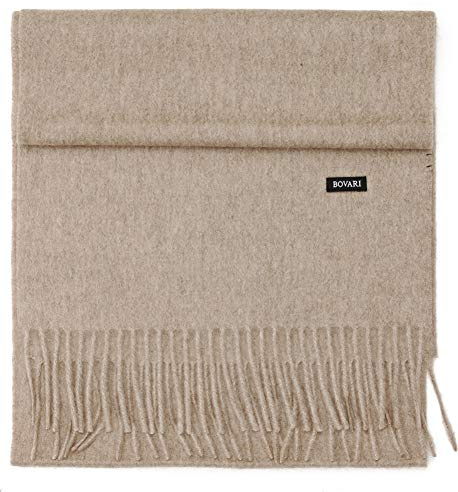 Bovari kashmir halsduk för män – 100 % kashmir/kashmir – premiumkvalitet – 180 x 31 cm – många färger, toupe, M