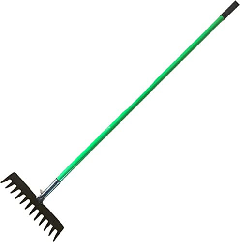 AAMEN 12 Teeth Garden Rake Garden Tool, Heavy Duty Soil Raker Hand Tools, Leaf Rake For Gardening, Carbon Steel Rake Gardening Tools, Leaf Collector, Garden Raker For Leaves_Black(120x32x9cm)