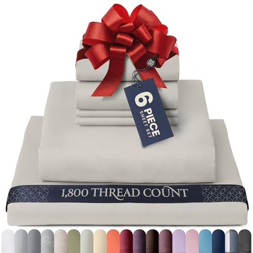 BELADOR Silky Soft Queen Sheet Set - Luxury 6 Piece Bed Sheets, Secure-Fit Deep Pocket With Elastic, Breathable Hotel Quality, Wrinkle Free Oeko-Tex Pillowcase Set