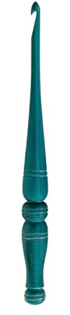 Ommi Stromlinienförmige Häkelnadel mit ergonomisch geformten Griff | Handgefertigte Häkelnadel, 17,8 cm Länge, Stricknadel, Kunsthandwerk | Tolles Geschenk! (Turquoise, 4 mm)