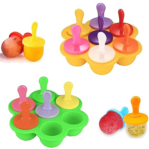 Glassformar silikon, 2 stycken glasspinnar, silikon, mini isformar, isformar isglass formar (gul grön)