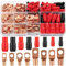 120 Pcs Terminal de Cable de Tubo, Terminales Electricos Redondos, Terminales Eléctricos Anillo, 60 Terminales de Electricos de Conector de Crimpado de Cobre, 60 Fundas Aislantes, 6/10/16/25mm²