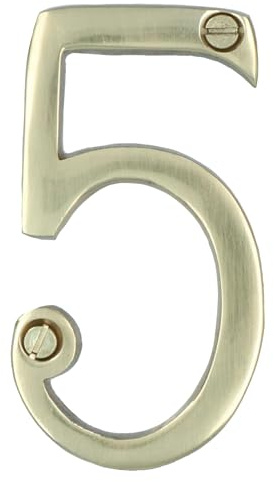 Brass House Number 5 Door Sign 70mm Plaque Street Home Address Mail Letter