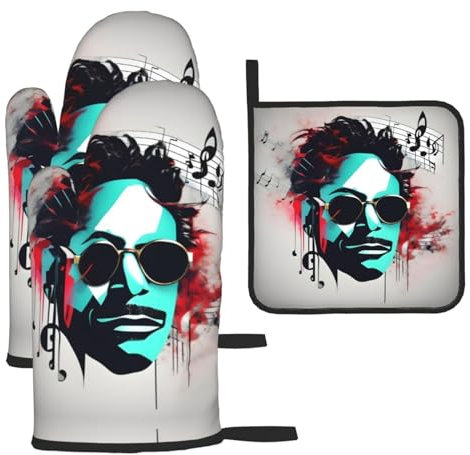 Music Note - Guanti da forno premium con set di cuscinetti termici, indispensabili per grigliare in casa e all'aperto