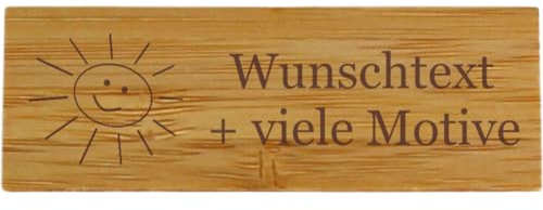 Namensschild Bambus mit Gravur, Name + Motiv, Ansteckschild, Holztafel, personalisierbar, mit Sicherheitsnadel, zum Anstecken für Kleidung, Holzanhänger, Anstecker, Pin