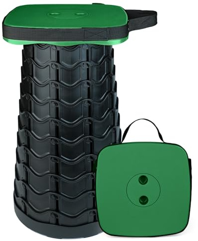 Outward Gear Taburete plegable plegable de alta resistencia con capacidad de carga de 550 libras, taburetes plegables portátiles de camping, taburete telescópico retráctil resistente (verde)