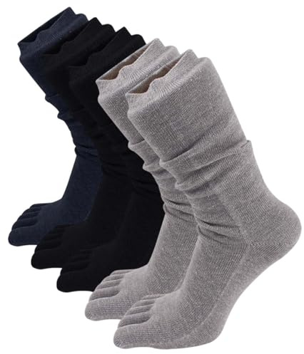 ACMEDE 5 Paires Chaussettes avec Orteils Séparés en Coton 38-45, Chaussettes à Cinq Doigts Hommes Chaussettes Thermiques Sport Sans Couture Chaussette de Tennis de course et Quotidien Anti-odeur