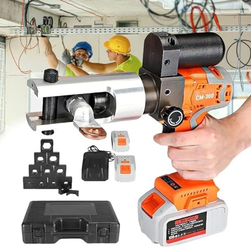 Cu and Al Cable Terminal Crimping Tool - H-Type Crimp Joint - Cable Clamp Hydraulic Cable Lug Crimper - Electric Hydraulic Wire Crimper with 11 Dies for Cable Lug Terminals