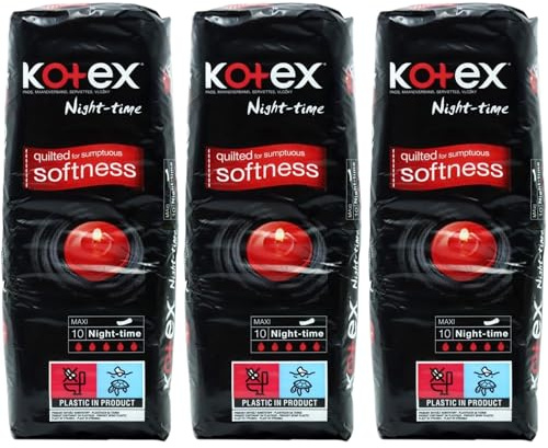 Maxi Night Time Sanitary Towels 3x10 Pack Without Wings [New Packaging]