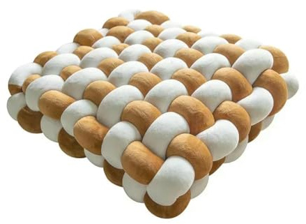 1 coussin carré noué oreiller esthétique nordique chaise de bureau coussin décoratif en peluche dormeuse nœud de dos fait à la main coussin blanc caramel 40 x 40 x 12 cm