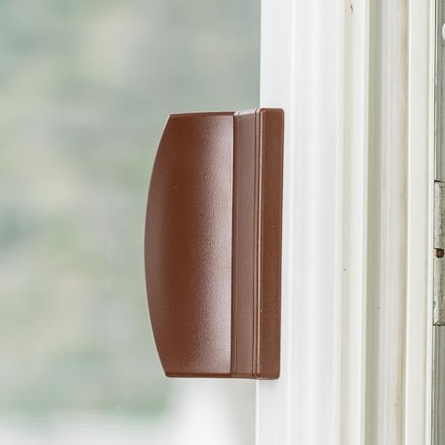 Tür Ziehgriff, in Braun RAL 9077, ASA-Kunststoff, für Terrassentür, Balkontür, Schiebetür, bis 70 mm Lochabstand, 25 mm Höhe, Griff für Fensterrahmen aus Holz, Alu, Kunststoff Muschelgriff Türbeschlag