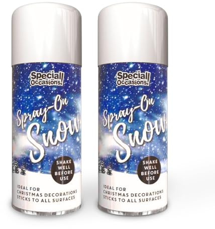 QLV Artificial Snow Spray for Christmas Decorations - 2 Pack of 200ml Fake Snow Spray for Christmas Tree Decorations And Wreath Making - Festive Xmas Window Artificial Snow for Crafts
