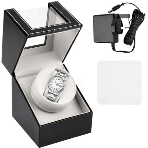 CENBEN Single Automatic Watch Winder Box, Silent Automatic Watches Display Storage Watch Rotator, Rotation Wristwatch Box for Women and Men Mechanical Watches
