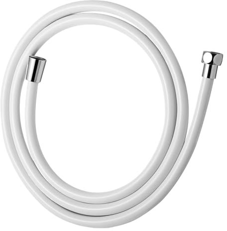 1.5/2M Silicone Flexible Shower Hose Anti-Winding Extension High Pressure Pipe Showerhead Tube Bathroom Faucte Accessorie(White,1.5M)