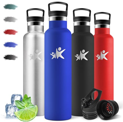 Motswedi Botella Termica 1 litro, 12H Caliente/24 Frío, Botella Agua Acero Inoxidable, Doble Aislamiento, Cantimplora Termica, sin BPA, Cantimplora, para Oficina, Gimnasio, Deporte, Azul real