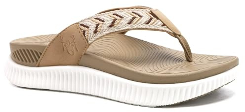 KuaiLu Chanclas OrtopéDicas Mujer Almohadillas Gruesas RecuperacióN Tela Sandalias Verano Slip On Esterilla Yoga Deporte Senderismo CóModas Fascitis Plantar Soporte Arco Playa Beige 39