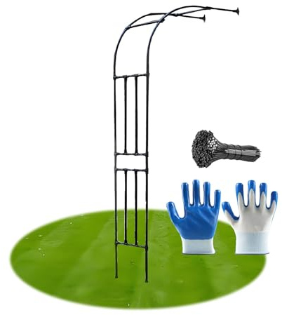 Arche de jardin en acier noir - Treillage pour plantes grimpantes - 0,9 m x 2,4 m - Pergola décorative pour roses et concombres - Structure de soutien extérieure