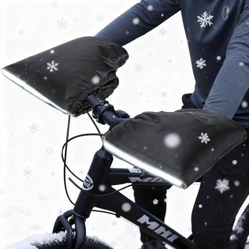 MmmLucipor Motorrad Lenker Handschuhe, Warm Lenkerhandschuhe Fahrrad, mit Reflektierenden Streifen und Plüschigem, Wasserdicht Winter Schutz Lenker Thermo Handschuhe