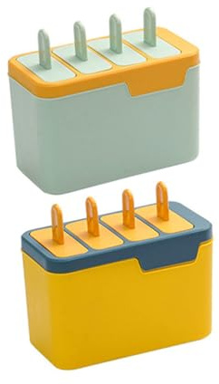 Gadpiparty 2 pièces Moule à Glace Réutilisable Cavités Plastique Étanche et Résistant pour Popsicles DIY Maison Facile à Nettoyer et Utiliser Set de Bleu et Vert