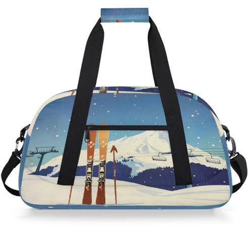 Mexpekil Ski Slope Travel Gym Bag for Girls Boys Carry On Overnight Weekend Bags Waterproof Hand Luggage Bag for Sports Dance School Practice