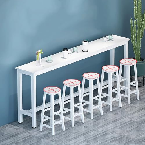 Modernt högt barbord för kök och uteplats – platsbesparande vitt frukost matbord 120 x 30 x 100 cm snygg design för inomhus- och utomhusbruk
