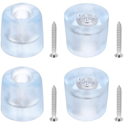 sourcing map 4 Pcs Screw-On Furniture Pads, Cylinder PVC Non Slip Feet with Stainless Screw, 1.26 W x 1.14 H Feet Covers Chair Bumpers Pads Chair Leg Caps for Chair, Table, Clear