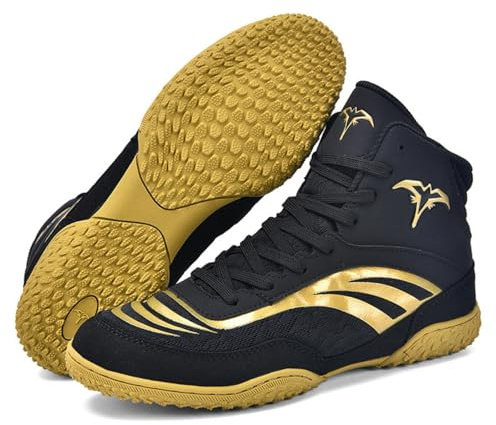 Hixingo Zapatos de Boxeo para Hombre Mujer 38-46, Zapatillas Boxeo Hombre Mujer Cons Uelas de Goma Antideslizantes Zapatillas Lucha Libre Ligero y Respirable (YK18 Negro,40)