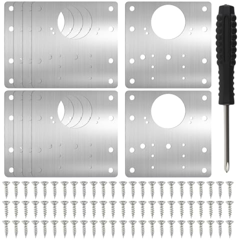 10 Pz Kit Riparazione Cerniera per Ante Cucina | 9x9cm Piastre di kit riparazione cerniere per legno in acciaio inox,piastre per cerniere ante,mobili,armadio cucina,con viti