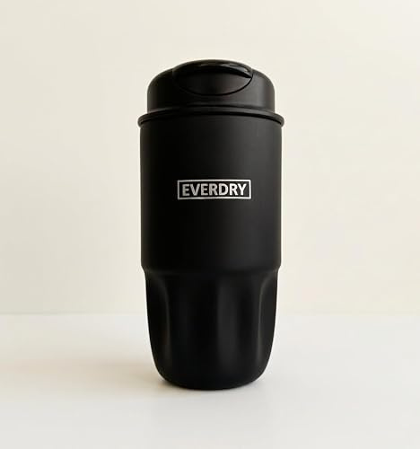 EVERDRY CORE Steel Mug | Taza Café térmica Antigoteo, sin BPA, Aislamiento térmico de doble pared | Vaso térmico Acero | Termo café para llevar | Travel Mug (Obsidian Black, 450.0, Mililitros)