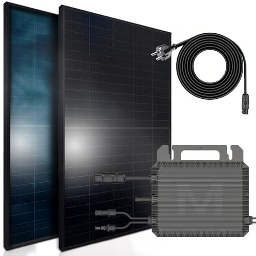 SUNNIVA® 920W Balkonkraftwerk BIFAZIAL FULLBLACK komplett Steckdose MARSTEK 800 Watt Wechselrichter, PV Solaranlage Komplettset, 2x460W N-Type Glas-Glas Bifacial Solarmodule, 5m Kabel, 4x1m Solarkabel