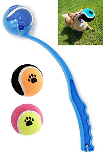 BPS Juguete Interactivo Lanzador de Pelotas para Perros Mascotas Más 2 Pelotas Regalos para Animales Domésticos 3 Tamaños Color Envia al Azar (L: 66 cm) BPS-7036+4879