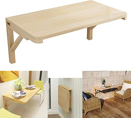 NWHJ Scrivania a ribalta da Parete per Piccoli spazi, Tavolo Pieghevole a Muro tavolino Galleggiante con Supporto Triangolare in Legno, Larghezza 30cm,40cm,50cm,60cm