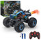 Rhybor - Coche teledirigido 1:16 RC Dinosaurios Monster Truck 2.4GHz 20 Km/h Radiocontrolado Todo Terreno con Niebla rociadora música Luces LED Regalo para niños de 4 5 6 8 años