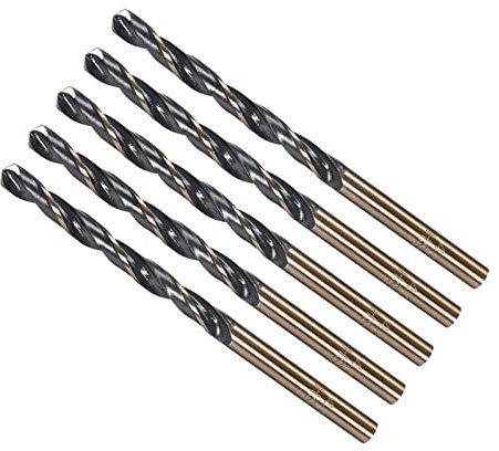 CoCud Torsione Trapano Punte, 4.5mm Bordo Taglio, Titanio & Nitruro Rivestito Alta Velocità Acciaio 4341 Rotondo Gambo Inossidabile Acciaio Foratura Macchina, 5-Pezzi