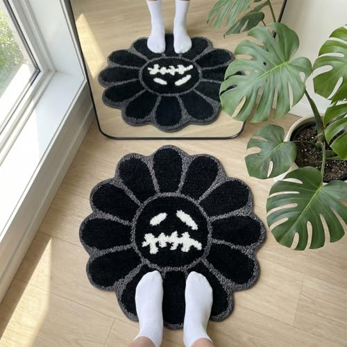 Shovagy Trippy Happy Face Rug Cool Rugs Graphic Design Tufted Bathroom Rugs