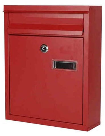 YCXJB Briefkästen für den Außenbereich mit Schlüsselschloss, Abschließbarer Wandbriefkasten, Postkasten aus Verzinktem Stahl, 24 x 8 x 30 cm(Red)