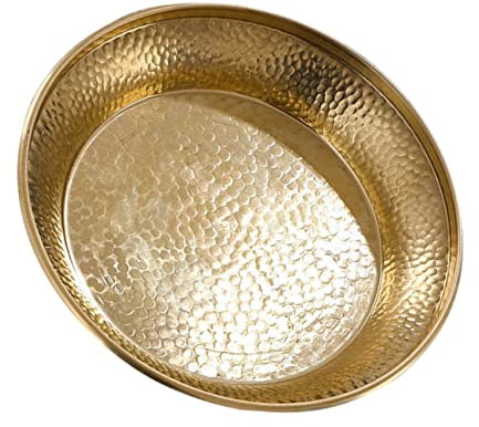 Sosoport Bandeja De Cobre Dorada Multifunción Para Ofrendas y Decoración Del Hogar, Plato Compacto De Cobre Para Budista, Accesorio Ritual y Espacio De Culto