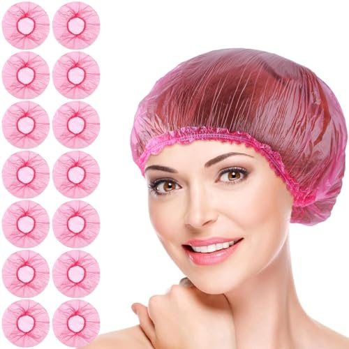 Einweg-Duschhauben für Damen, Kunststoff, Duschhut, große Duschhaube, elastische Haarkappe für Zuhause, Hotel, Spa und Friseursalon, Körperpflege, Badzubehör, 100 Stück