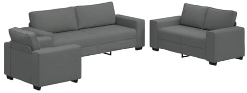 vidaXL Soffgrupp med dynor 3 delar mörkgrå tyg, soffa, soffa sittplatser, koppla av soffa, soffa komfort, tv stol, fritid soffa stol, fåtölj