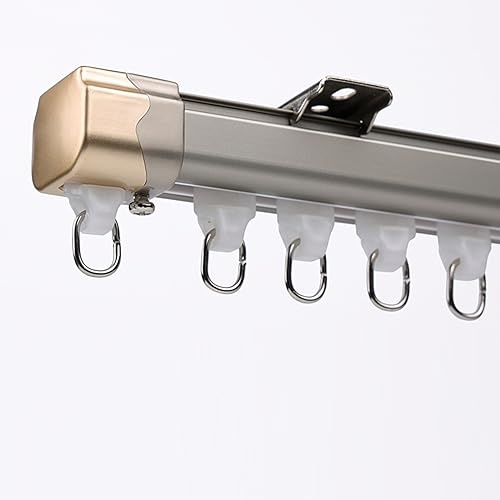 Barra de cortina de aluminio con barra transversal silenciosa montada en el techo, barra de cortina silenciosa, accesorios completos para sala de estar, dormitorio, habitación Sepa (tamaño: 2,6 m,