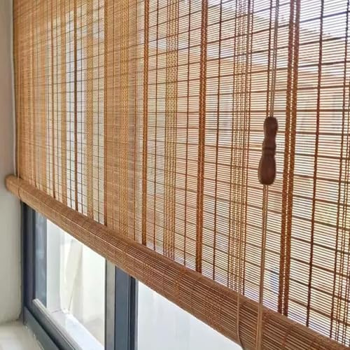Tende A Rullo In Bambù Da Esterno,Tenda A Lamella Naturale Oscurante per Interno Protezione Solare Traspirante Tapparella Avvolgibile con Accessori Per Giardino
