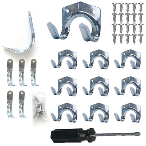 16 Stück Gartengeräte‑Haken (10 Doppel‑,6 Einzelhaken), für Garage, Garten | Sichere Aufhängung von Werkzeugen,Spart Platz an Wand‑ und Schuppenflächen,Robuste Ausführung für hohe Belastung