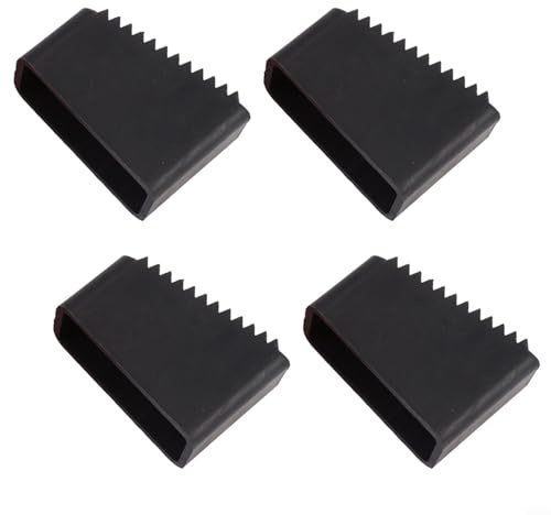 HomeVortex 4 Pcs Rubber Ladder Feet Covers, Non-Skid Step Ladder Leg Pads with Deep Grooves for Enhanced Stability, Floor Protection for Aluminum Telescopic Miter Ladders, Black 55x38x25mm