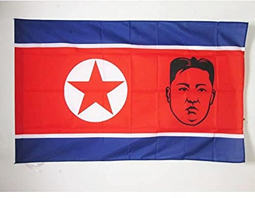AZ FLAG Flagge Nordkorea mit Kim Jong-Un 150x90 cm Polyester 100D Hohlsaum | Für innen und außen NordKoreanische dekorative Flagge doppelte Nähte und verstärkte Kanten mit Masttunnel 100D Polyester