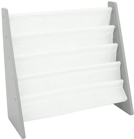 Humble Crew Kids Bookshelf, 4-Tier Front-Facing Book Display Organizer, Montessori Toddler Bookcase for Playroom, Bedroom & Reading Corner, Grey Wood/White