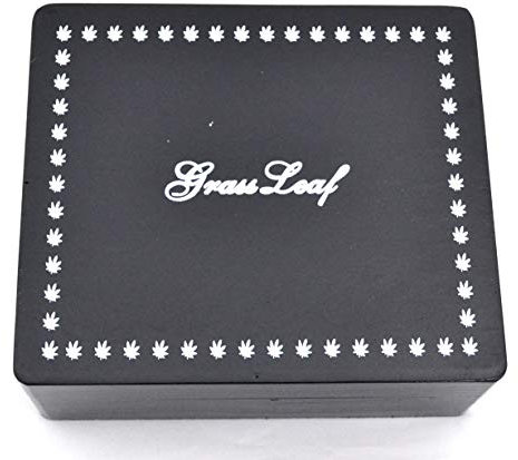 SHINE GRASSLEAF LARGE WOODEN ROLLING BOX ROLL BOX SMOKING FOR YOUR SMOKING ACCESSORIES (BLACK)
