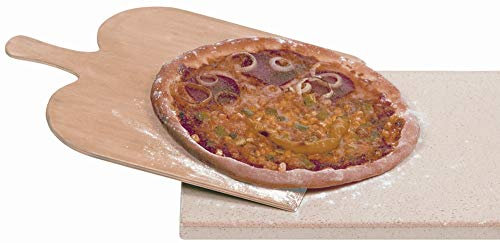 ROMMELSBACHER Pizza-/Brotbackstein Set PS 16 - Stein aus natürlicher Schamotte, lebensmittelecht, 35 x 35 cm, inkl. Holzschaufel
