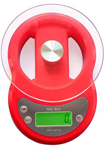 Bilancia da Cucina, Bilancia da Cucina Digitale con Conto alla Rovescia Conteggio Multi-funzione Facile da Pulire Anti-collisione Progettazione Base Antiscivolo, 7kg / 1g,Rosso