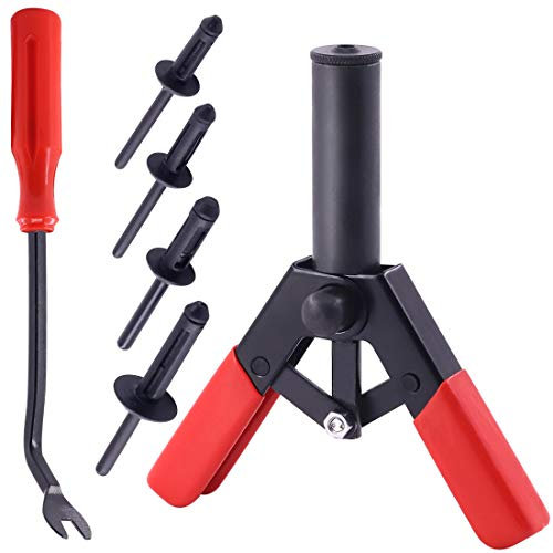GLARKS Set di 42 rivetti in plastica, strumento di rimozione di dispositivi di fissaggio e rivetti universali per l'installazione e la rimozione di pannelli della portiera dell'auto e clip per