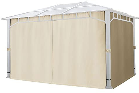 TOOLPORT 4 Seitenteile für Gartenpavillon Sunset Deluxe 3x4 m - Polyester ca. 180 g/m² - mit Reißverschluss - Champagner
